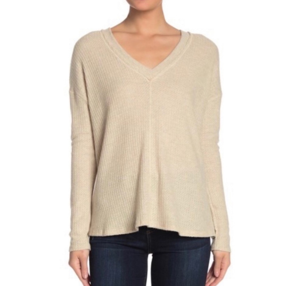 Project Social T Dream Waffle Knit Thermal Top Oatmeal XS